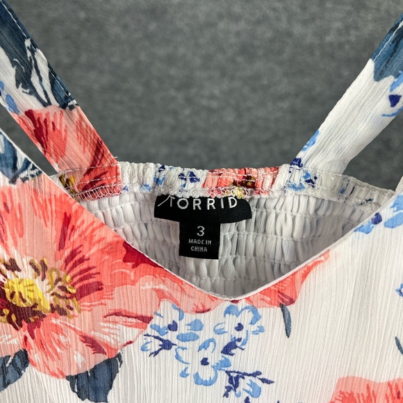 Torrid Midi Floral Tank Dress Women Plus Size 3X White Tie Waist NWT - Picture 4 of 8